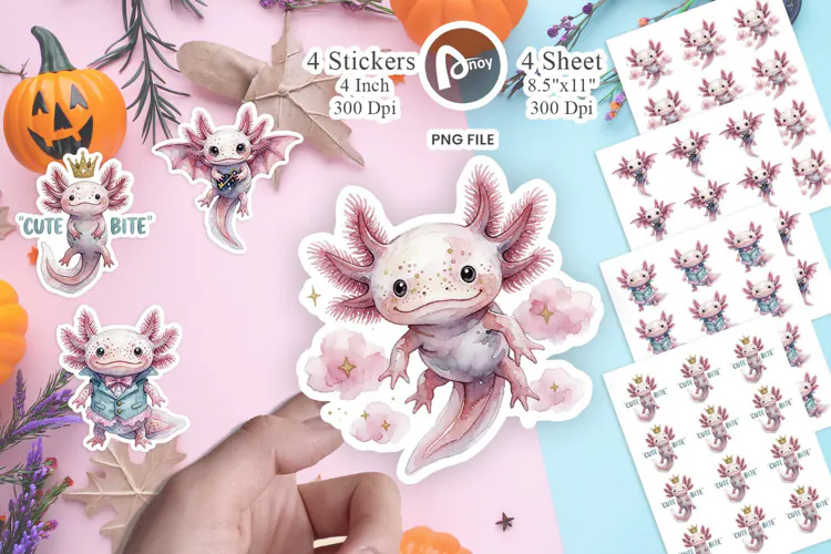 Vampire Pastel Goth Axolotls Sticker