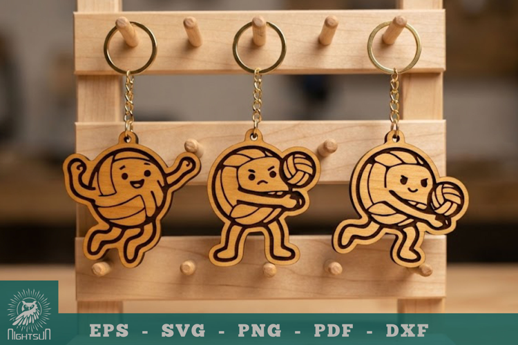 Cute Volleyball Lasercut Keychain