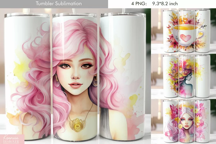 Cute Pastel Watercolor Tumbler Design