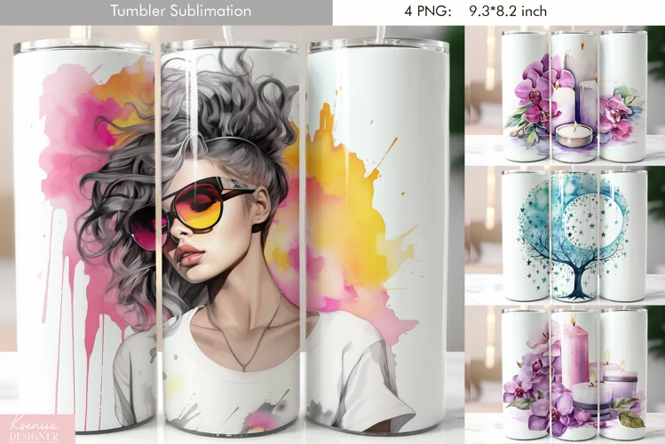 Cute Pastel Watercolor Tumbler Design