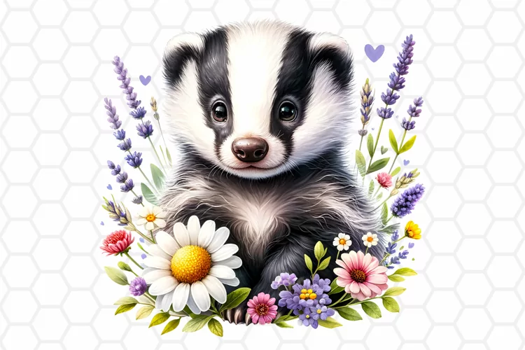 Cute Watercolor Badger Nursery Clipart, Sublimation PNG