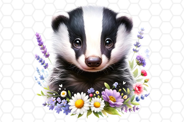 Cute Watercolor Badger Nursery Clipart, Sublimation PNG