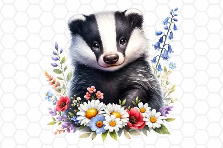Cute Watercolor Badger Nursery Clipart, Sublimation PNG