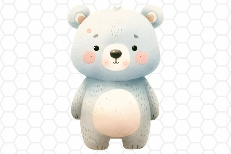 Cute Watercolor Bear Clipart | Bear PNG Design