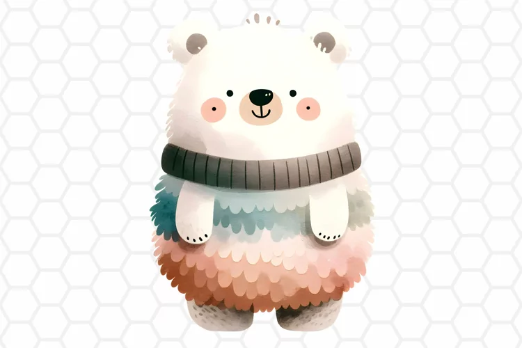 Cute Watercolor Bear Clipart | Bear PNG Design