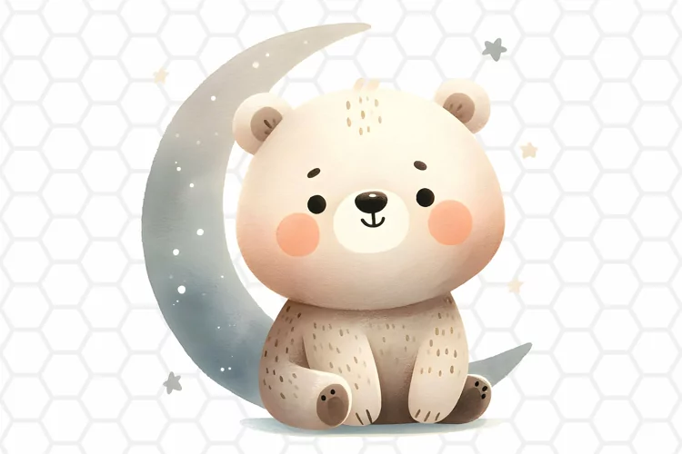 Cute Watercolor Bear Clipart | Bear PNG Design