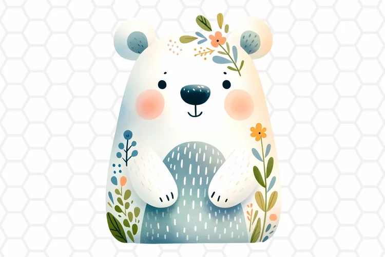 Cute Watercolor Bear Clipart | Bear PNG Design