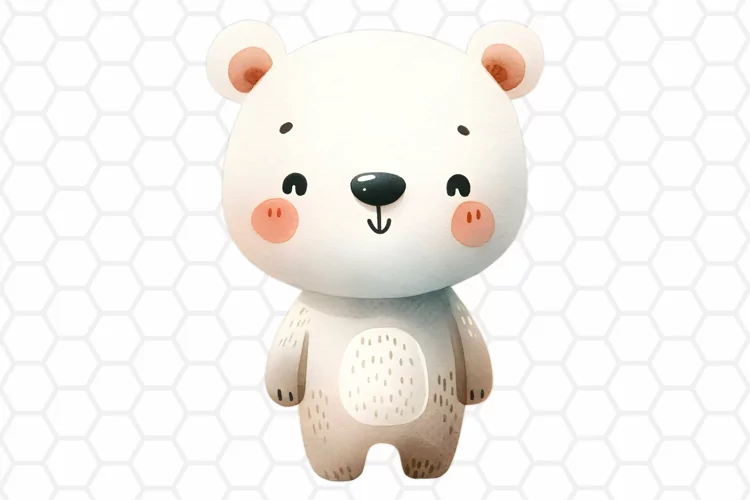 Cute Watercolor Bear Clipart | Bear PNG Design