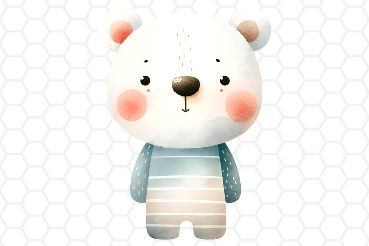 Cute Watercolor Bear Clipart | Bear PNG Design