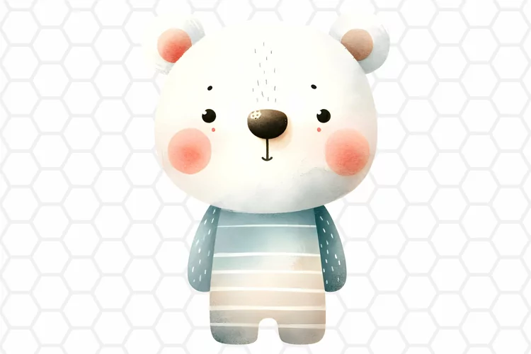 Cute Watercolor Bear Clipart | Bear PNG Design