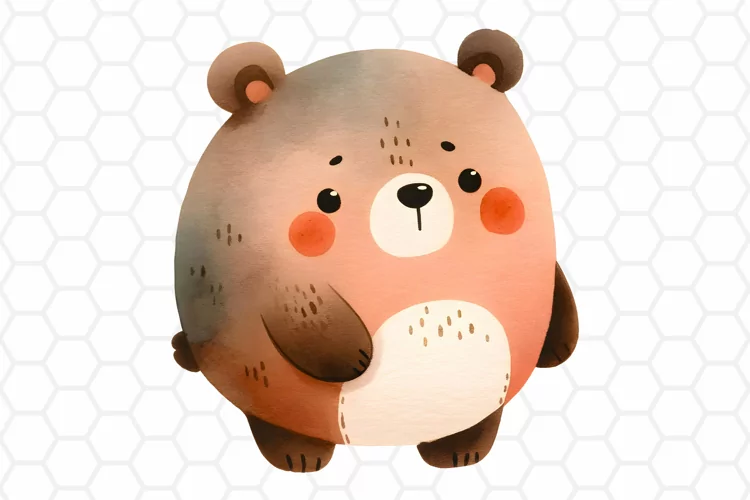 Cute Watercolor Bear Clipart | Bear PNG Design