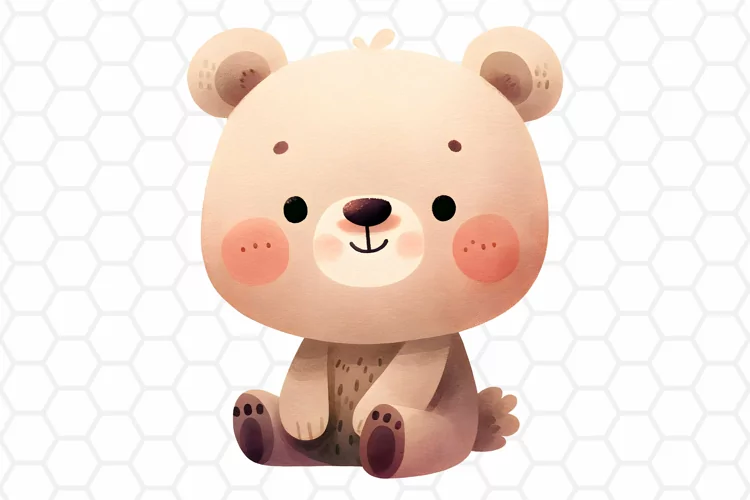Cute Watercolor Bear Clipart | Bear PNG Design