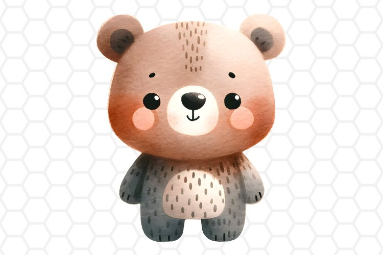 Cute Watercolor Bear Clipart | Bear PNG Design