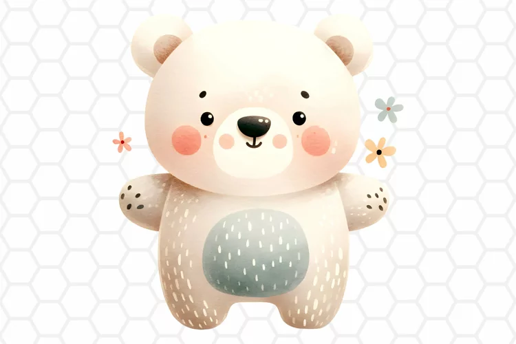 Cute Watercolor Bear Clipart | Bear PNG Design