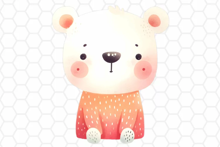Cute Watercolor Bear Clipart | Bear PNG Design