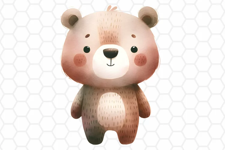 Cute Watercolor Bear Clipart | Bear PNG Design
