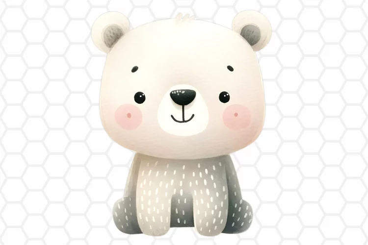Cute Watercolor Bear Clipart | Bear PNG Design