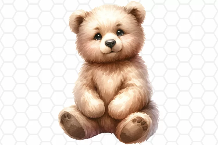 Cute Watercolor Bear Clipart, Sublimation PNG