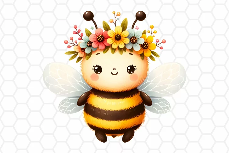 Cute Watercolor Bee Clipart, Honeybee Sublimation PNG