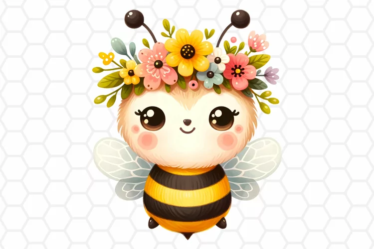 Cute Watercolor Bee Clipart, Honeybee Sublimation PNG
