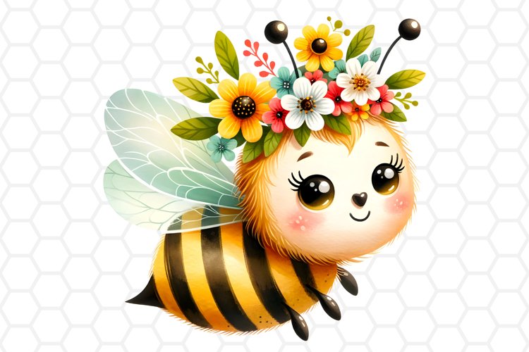 Cute Watercolor Bee Clipart, Honeybee Sublimation PNG