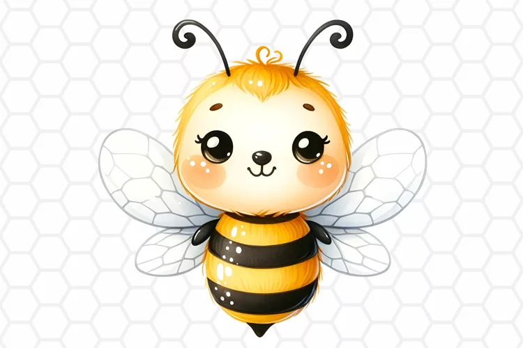Cute Watercolor Bee Clipart, Honeybee Sublimation PNG