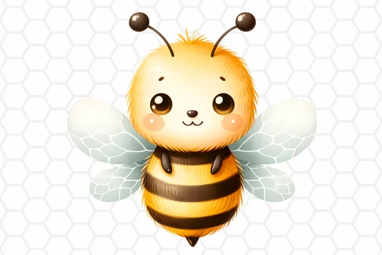 Cute Watercolor Bee Clipart, Honeybee Sublimation PNG