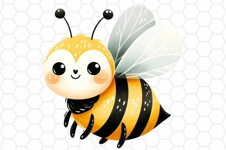 Cute Watercolor Bee Clipart, Honeybee Sublimation PNG