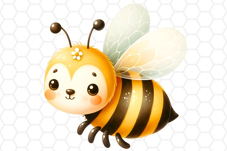 Cute Watercolor Bee Clipart, Honeybee Sublimation PNG