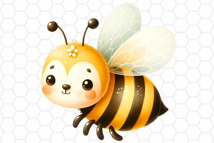Cute Watercolor Bee Clipart, Honeybee Sublimation PNG