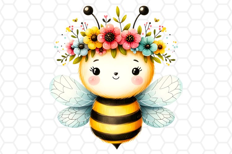 Cute Watercolor Bee Clipart, Honeybee Sublimation PNG
