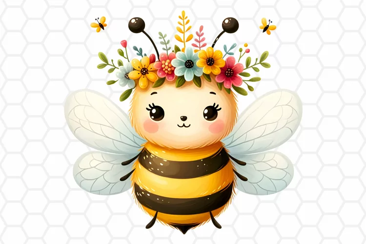 Cute Watercolor Bee Clipart, Honeybee Sublimation PNG