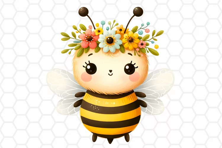 Cute Watercolor Bee Clipart, Honeybee Sublimation PNG