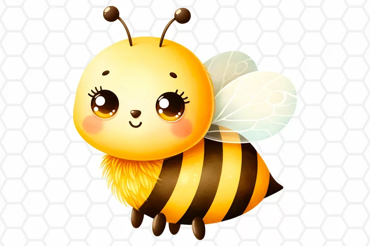 Cute Watercolor Bee Clipart, Honeybee Sublimation PNG