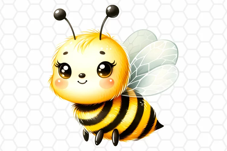 Cute Watercolor Bee Clipart, Honeybee Sublimation PNG