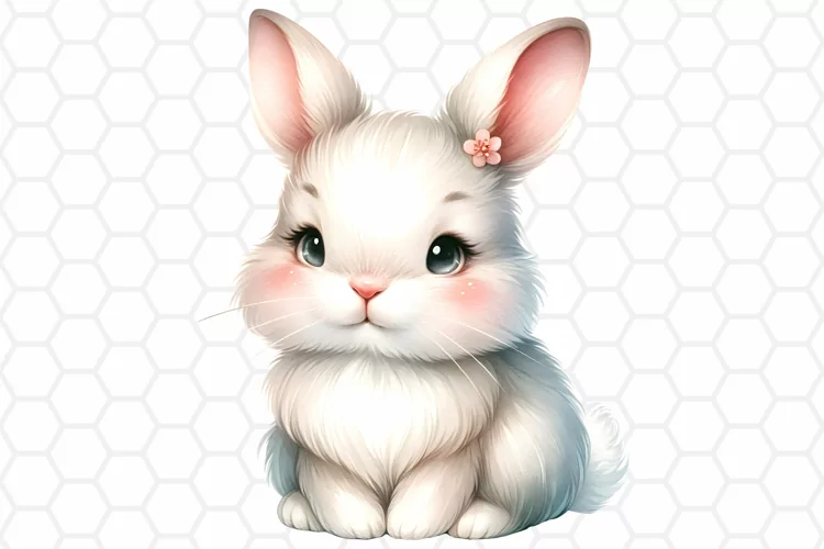 Cute Watercolor Bunny Clipart, Sublimation PNG