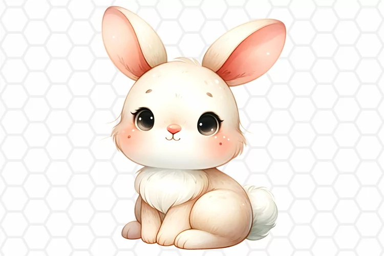 Cute Watercolor Bunny Clipart, Sublimation PNG