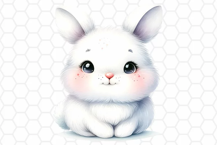 Cute Watercolor Bunny Clipart, Sublimation PNG
