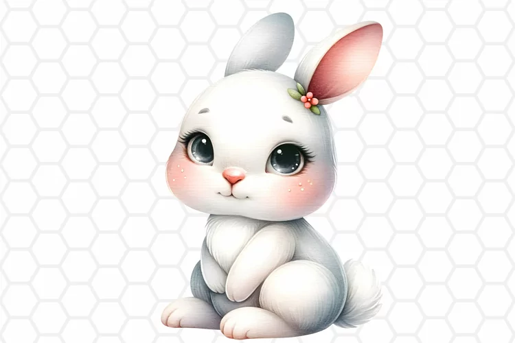 Cute Watercolor Bunny Clipart, Sublimation PNG