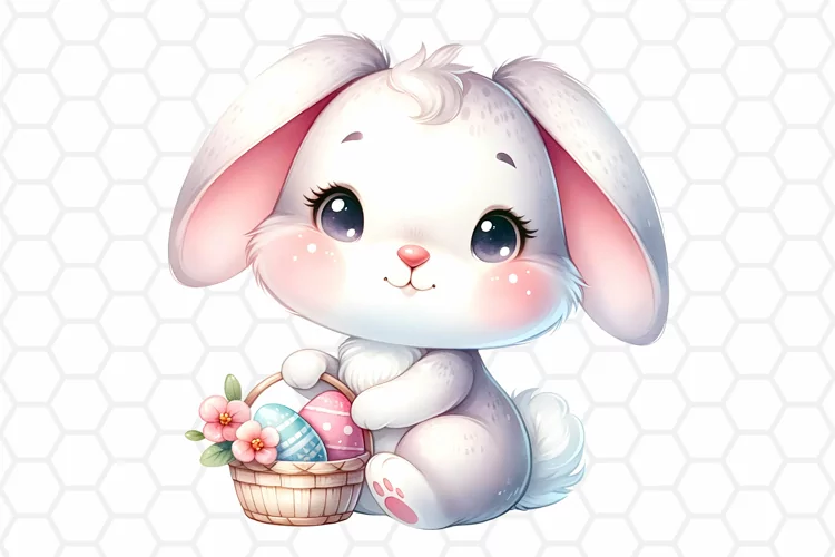 Cute Watercolor Bunny Clipart, Sublimation PNG