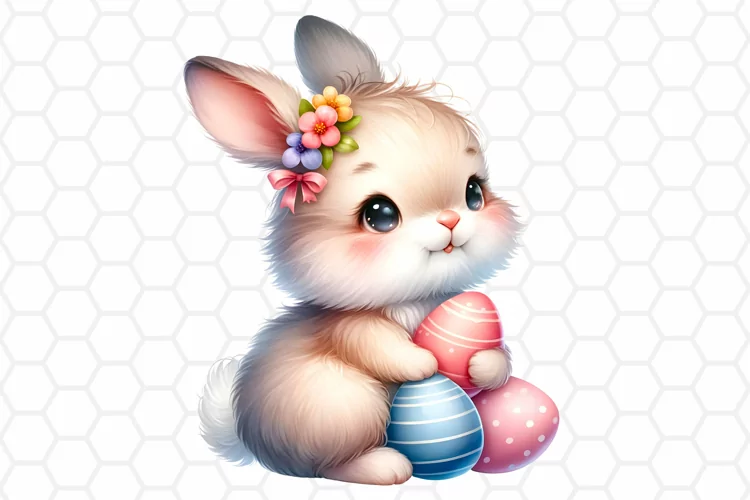 Cute Watercolor Bunny Clipart, Sublimation PNG