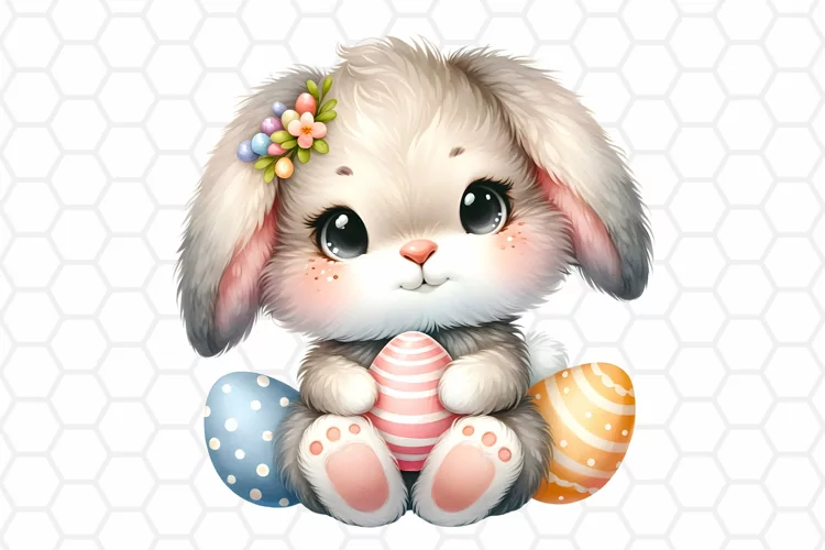 Cute Watercolor Bunny Clipart, Sublimation PNG