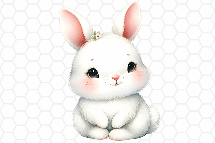Cute Watercolor Bunny Clipart, Sublimation PNG