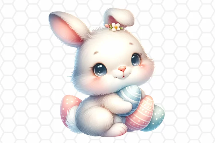 Cute Watercolor Bunny Clipart, Sublimation PNG