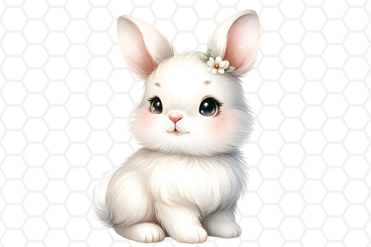 Cute Watercolor Bunny Clipart, Sublimation PNG