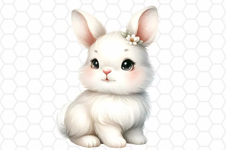 Cute Watercolor Bunny Clipart, Sublimation PNG