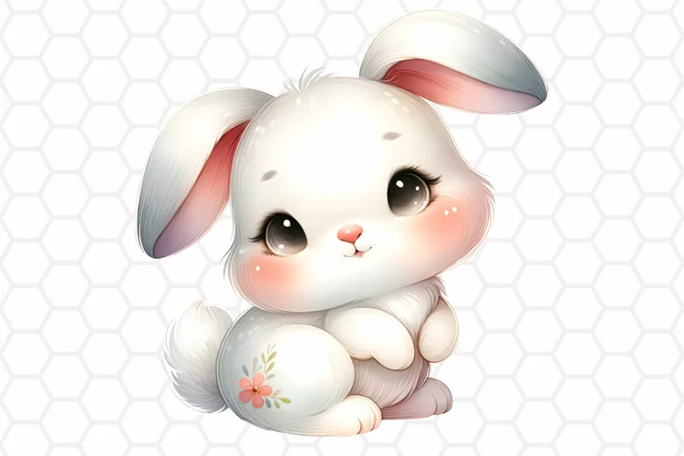 Cute Watercolor Bunny Clipart, Sublimation PNG