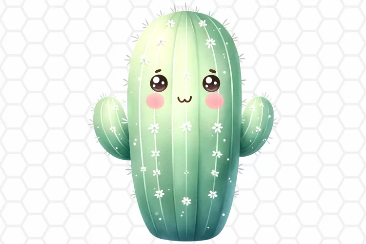 Cute Watercolor Cactus Clipart, Sublimation PNG