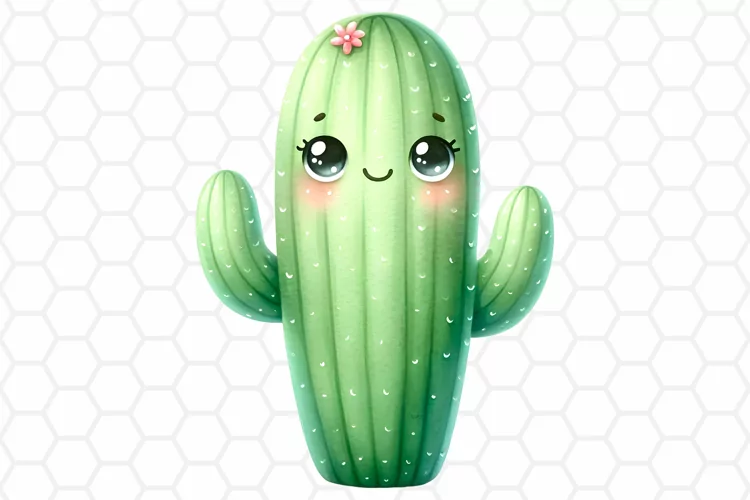 Cute Watercolor Cactus Clipart, Sublimation PNG