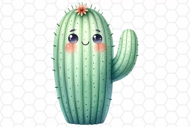 Cute Watercolor Cactus Clipart, Sublimation PNG